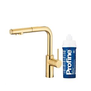 KFA - Batéria Duero pure basic pull-out, filter. s otočnou výtokovou armatúrou, brúsené svetlé zlato + profine blue 6623-113-39 vyobraziť