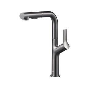 KFA - Batéria Duero design, kuchynská, stojaca, s vyberateľnou a otočnou výtokovou armatúrou, PVD gunmetal šedá 6623-220-61 vyobraziť