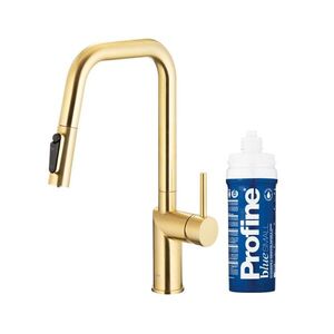 KFA - Duero pure style, filtrujúca, s otočnou výtokovou armatúrou, PVD brúsené svetlé zlato + profine blue s 6623-313-39 vyobraziť