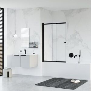 HOPA - Vaňová zástena EASY SLIDE BLACK NEW - Farba rámu - Čierna matná, Rozmer A - 100, Rozmer C - 150, Smer zatvárania - Univerzálne Ľavé / Pravé, Výplň - Číre bezpečnostné sklo - 5 mm BCEASL100BCN vyobraziť