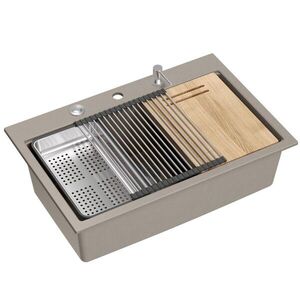Quadron - Granitový drez MARC 110 WORKSTATION Beige Zlatá zátka ZLE-09046 vyobraziť