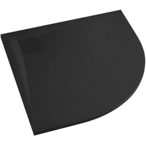 CERANO - Sprchová vanička štvrťkruhová Quarto - SMC/minerálny kompozit - štruktúrovaná čierna matná - 90x90x3 CER-414758 vyobraziť