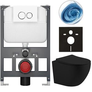 CERANO - Kompletný WC set Basic/Cesso - čierna matná - WC tlačidlo Dualo/Biela - závesné - nízky modul - predstenová inštalácia - 49x36 CER-8050BD86199 vyobraziť