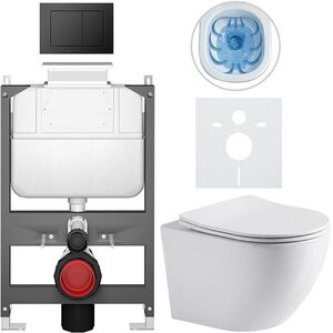 CERANO - Kompletný WC set Basic/Cesso - biela lesklá - WC tlačidlo Maxio/Čierna - ovládanie zhora - predstenová inštalácia - 49x36 CER-8050BD85945 vyobraziť