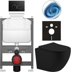 CERANO - Kompletný WC set Basic/Cesso - čierna matná - WC tlačidlo Dualo/Čierna - ovládanie zhora - predstenová inštalácia - 49x36 CER-8050BD86200 vyobraziť