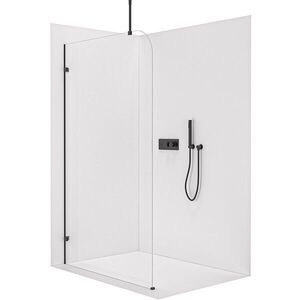 CERANO - Sprchová zástena Walk-in Orbis Top Round Ľ/P - 8 mm - okrúhla vzpera - čierna matná, transparentné sklo - 110x200 CER-682150 vyobraziť