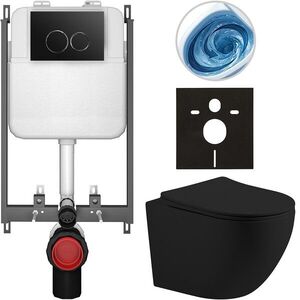 CERANO - Kompletný WC set Basic/Cesso - čierna matná - WC tlačidlo Dualo/Čierna - na zamurovanie - 49x36 CER-8050BD86201 vyobraziť