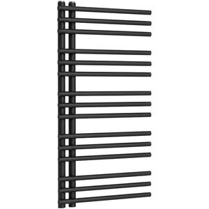 CERANO - Kúpeľňový radiátor Burke - L/P - asymetrické pripojenie 50mm - 348 W - čierna matná - 900x500 mm CER-232594 vyobraziť
