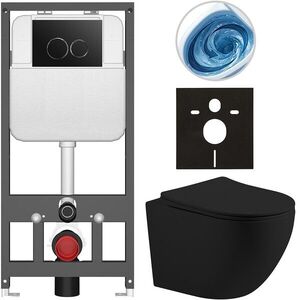 CERANO - Kompletný WC set Basic/Cesso - čierna matná - WC tlačidlo Dualo/Čierna - závesné - predstenová inštalácia - 49x36 CER-8050BD86203 vyobraziť