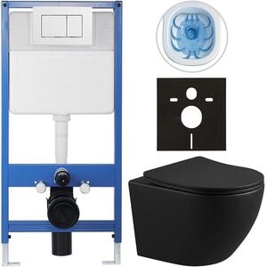 CERANO - Kompletný podomietkový WC set Profi/Cesso - čierna matná - WC tlačidlo Classic, biele - predstenová inštalácia/sadrokartón - 49x36 CER-8050BD33 vyobraziť