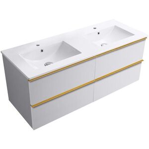 CERANO - Kúpeľňová skrinka Velora - biela matná, úchytka zlatá + keramické umývadlo Todo - 121x55x46, 5 CER-664879 vyobraziť