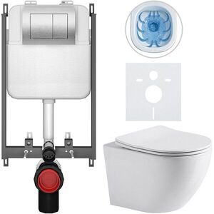 CERANO - Kompletný WC set Basic/Cesso - biela lesklá - WC tlačidlo Maxio/Strieborná - na zamurovanie - 49x36 CER-8050BD85951 vyobraziť