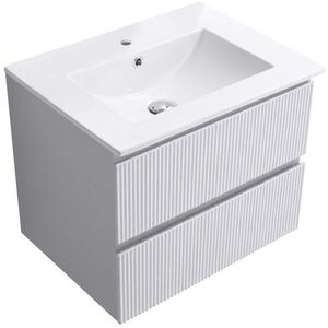 CERANO - Kúpeľňová skrinka Carole + keramické umývadlo Todo - biela matná ryhovaná - 61x50x46, 5 CER-008759 vyobraziť