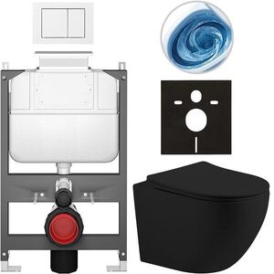 CERANO - Kompletný WC set Basic/Cesso - čierna matná - WC tlačidlo Maxio/Biela - ovládanie zhora - predstenová inštalácia - 49x36 CER-8050BD86210 vyobraziť