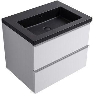 CERANO - Kúpeľňová skrinka Velora - biela matná, úchytka chróm + umývadlo z lit. mramoru Ovo - čierna matná - 70, 5x58x46, 5 CER-979946 vyobraziť