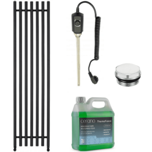 CERANO - Kúpeľňový elektrický radiátorový set Valerio - 900W - čierna matná - 1560x390 mm CER-978861 vyobraziť