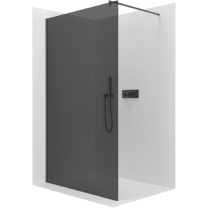 CERANO - Sprchová zástena Walk-in Onyx Round Ľ/P - 8 mm - guľatá vzpera - čierna matná, grafitové sklo - 110x200 CER-426415 vyobraziť