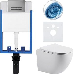CERANO - Kompletný podomietkový WC set Lite/Cesso - biela matná - WC tlačidlo Slim, tmavo šedá - na zamurovanie - 49x36 CER-790881 vyobraziť