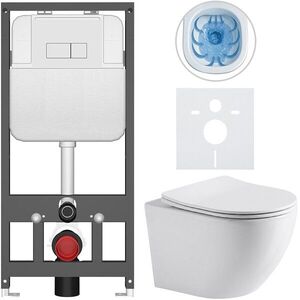 CERANO - Kompletný WC set Basic/Cesso - biela lesklá - WC tlačidlo Modulo/Biela - závesné - predstenová inštalácia - 49x36 CER-8050BD85958 vyobraziť