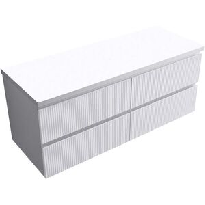 CERANO - Kúpeľňová skrinka Carole + doska pod umývadlo Navira Pro - 36 mm - biela matná ryhovaná - 120x51, 6x46 CER-240313 vyobraziť