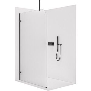 CERANO - Sprchová zástena Walk-in Orbis Top Round - Ľavá - 8 mm - guľatá vzpera - čierna matná, mliečne sklo - 130x200 CER-682192 vyobraziť
