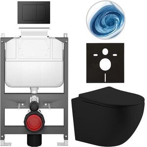 CERANO - Kompletný WC set Basic/Cesso - čierna matná - WC tlačidlo Maxio/Čierna - ovládanie zhora - predstenová inštalácia - 49x36 CER-8050BD86215 vyobraziť