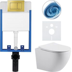 CERANO - Kompletný podomietkový WC set Lite/Cesso - biela lesklá - WC tlačidlo Classic, zlatá - na zamurovanie - 49x36 CER-011264 vyobraziť