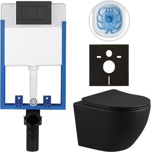 CERANO - Kompletný podomietkový WC set Profi/Cesso - čierna matná - WC tlačidlo Classic, čierne matné - na zamurovanie - 49x36 CER-8050BD35 vyobraziť