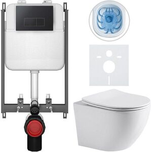 CERANO - Kompletný WC set Basic/Cesso - biela lesklá - WC tlačidlo Modulo/Čierna - na zamurovanie - 49x36 CER-8050BD85961 vyobraziť