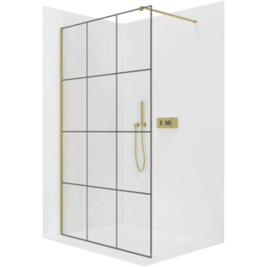 CERANO - Sprchová zástena Walk-in Onyx Cube Ľ/P - 8 mm - hranatá vzpera - zlatá, industriálne sklo - 90x200 CER-8050BD493 vyobraziť
