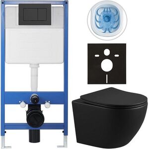 CERANO - Kompletný podomietkový WC set Profi/Cesso - čierna matná - WC tlačidlo Classic, čierne matné - predstenová inštalácia/sadrokartón - 49x36 CER-8050BD37 vyobraziť