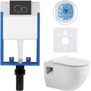 CERANO - Kompletný WC set Profi/Dure - biela lesklá - WC tlačidlo Duo/Čierna matná - na zamurovanie - 51x35 CER-8050BD84280 vyobraziť
