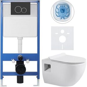 CERANO - Kompletný WC set Profi/Dure - biela lesklá - WC tlačidlo Duo/Čierna matná - predstenová inštalácia - 51x35 CER-8050BD84281 vyobraziť