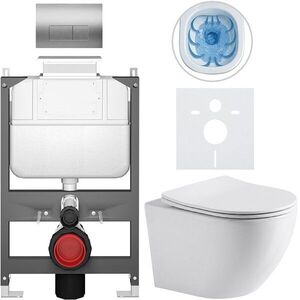 CERANO - Kompletný WC set Basic/Cesso - biela lesklá - WC tlačidlo Modulo/Strieborná - ovládanie zhora - predstenová inštalácia - 49x36 CER-8050BD85965 vyobraziť