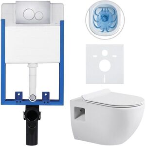 CERANO - Kompletný WC set Profi/Dure - biela lesklá - WC tlačidlo Duo/Chrom - pre zamurovanie - 51x35 CER-8050BD84282 vyobraziť