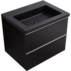 CERANO - Kúpeľňová skrinka Velora - čierna matná, úchytka chróm + umývadlo z lit. mramoru Ovo - čierna matná - 60, 5x58x46, 5 CER-979960 vyobraziť