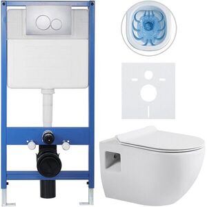 CERANO - Kompletný WC set Profi/Dure - biela lesklá - WC tlačidlo Duo/Chrom - predstenová inštalácia - 51x35 CER-8050BD84283 vyobraziť