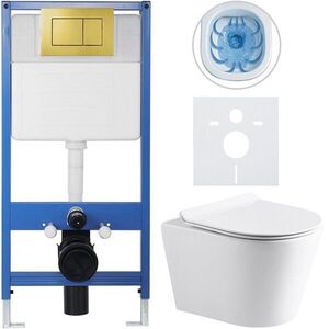 CERANO - Kompletný podomietkový WC set Lite/Carlito - biela lesklá - WC tlačidlo Classic, zlatá - predstenová inštalácia/sadrokartón - 48, 5x36, 5 CER-251363 vyobraziť