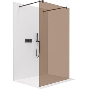 CERANO - Sprchová zástena Walk-in Onyx Duo Ľ/P - 8 mm - okrúhla vzpera - čierna matná, bronzové sklo - 150x200 CER-687697 vyobraziť