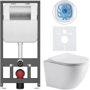 CERANO - Kompletný WC set Basic/Cesso - biela lesklá - WC tlačidlo Modulo/Strieborná - závesné - predstenová inštalácia - 49x36 CER-8050BD85968 vyobraziť