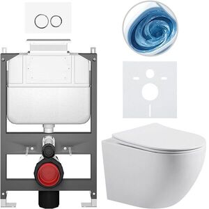 CERANO - Kompletný WC set Basic/Cesso - biela lesklá - WC tlačidlo Dualo/Biela - ovládanie zhora - predstenová inštalácia - 49x36 CER-8050BD85970 vyobraziť