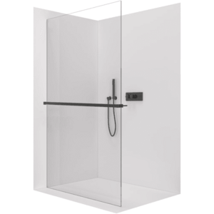 CERANO - Sprchová zástena Walk-in Crystal Ľ/P - 10 mm + polička/držiak na uteráky - bezvzperový systém - čierna matná, transparentné sklo - 160x200 CER-8050BD82799 vyobraziť
