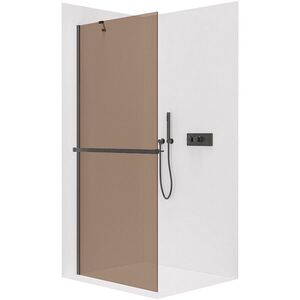 CERANO - Sprchová zástena Walk-in Onyx YL/P - 8 mm + polička/držiak na uteráky - čierna matná, bronzové sklo - 140x200 CER-689416 vyobraziť