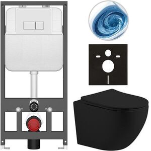 CERANO - Kompletný WC set Basic/Cesso - čierna matná - WC tlačidlo Modulo/Biela - závesné - predstenová inštalácia - 49x36 CER-8050BD86228 vyobraziť