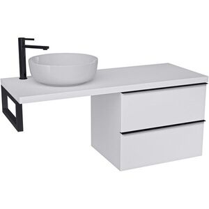 CERANO - Kúpeľňová skrinka Velora - biela matná, úchytka čierna + doska pod umývadlo Navira Pro - 36 mm + konzola čierna - 160x56, 6x46, 5 CER-667940 vyobraziť