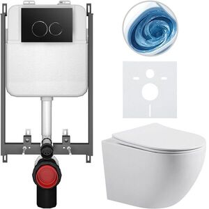 CERANO - Kompletný WC set Basic/Cesso - biela lesklá - WC tlačidlo Dualo/Čierna - na zamurovanie - 49x36 CER-8050BD85976 vyobraziť