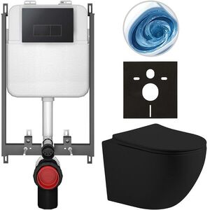 CERANO - Kompletný WC set Basic/Cesso - čierna matná - WC tlačidlo Modulo/Čierna - na zamurovanie - 49x36 CER-8050BD86231 vyobraziť