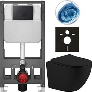 CERANO - Kompletný WC set Basic/Cesso - čierna matná - WC tlačidlo Modulo/Čierna - voľne stojaca - predstenová inštalácia - 49x36 CER-8050BD86232 vyobraziť