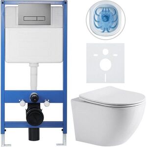 CERANO - Kompletný podomietkový WC set Lite/Cesso - biela lesklá - WC tlačidlo Slim, tmavo šedá - predstenová inštalácia / sadrokartón - 49x36 CER-416797 vyobraziť