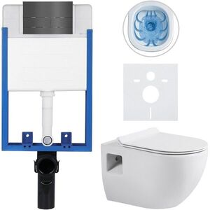CERANO - Kompletný WC set Profi/Dure - biela lesklá - WC tlačidlo Line/Tmavo šedá - na zamurovanie - 51x35 CER-8050BD84294 vyobraziť